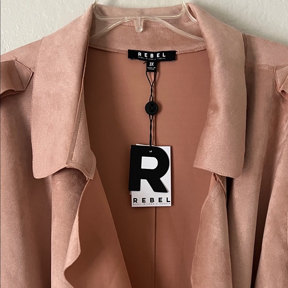 NWT Rebel Wilson x Angels Suede Belted Trench Coat in Blush in Size 3XL - Picture 3 of 14